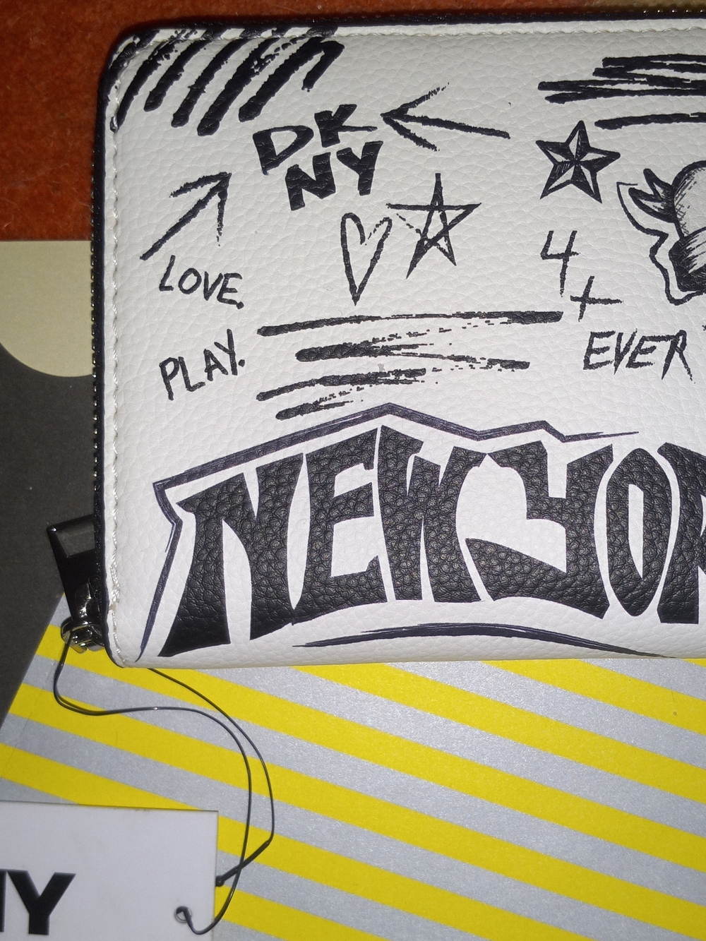 NWT- DKNY White and Black Graffiti Wallet